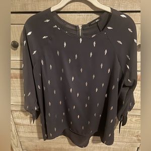 Dark grey/silver feathers office blouse